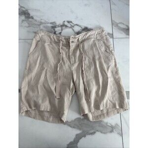 Jones New York 100% LInen Beige Khaki Drawstring  Shorts 8 Inch Inseam Size 8